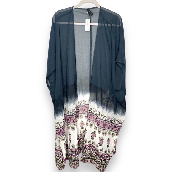 Lane Bryant Tops - NWT Lane Bryant Classic Navy Sheer Open-Front Kimono Mesh Overpiece 1115661